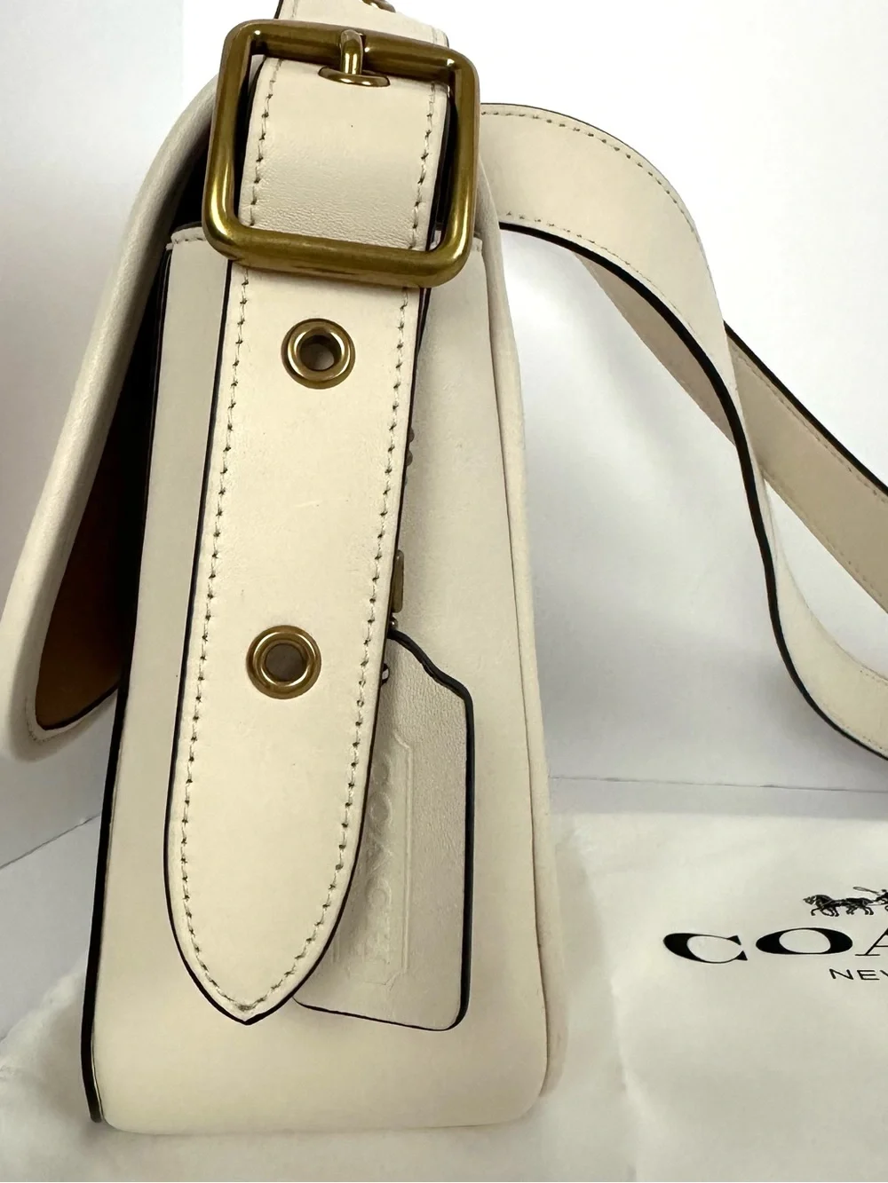 Authentic Coach Rambler Crossbody with Varsity Stripe in Chalk Multi 89139 | EUC